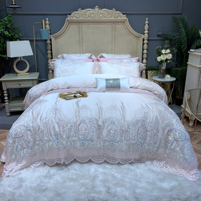 91家纺网 家纺一手货源 找家纺 缔缦家纺 2022新款重磅真丝棉系列四件套-花开半夏 米色