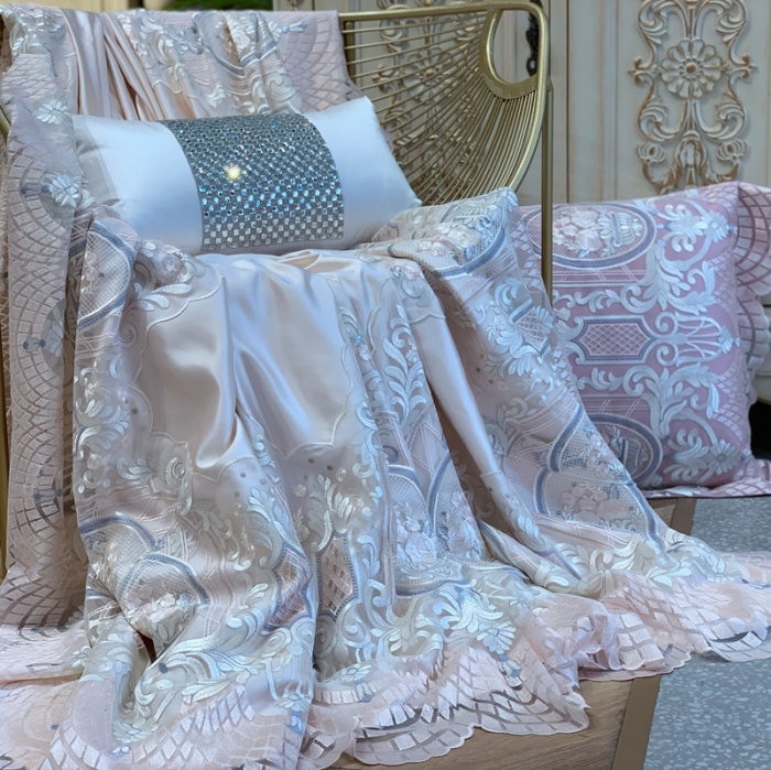 91家纺网 家纺一手货源 找家纺 缔缦家纺 2022新款重磅真丝棉系列四件套-花开半夏 米色