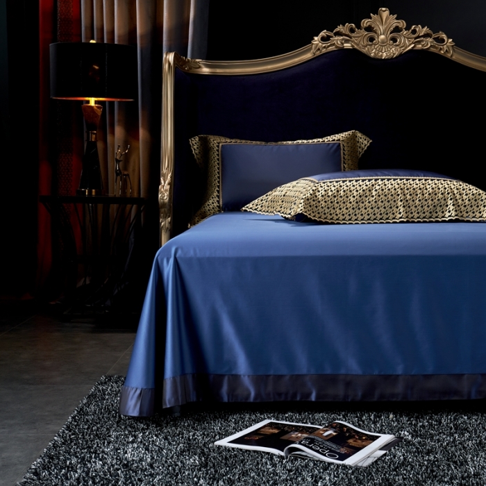 91家纺网 家纺一手货源 找家纺 缔缦家纺 2022新款重磅真丝棉系列四件套-幻影 深蓝