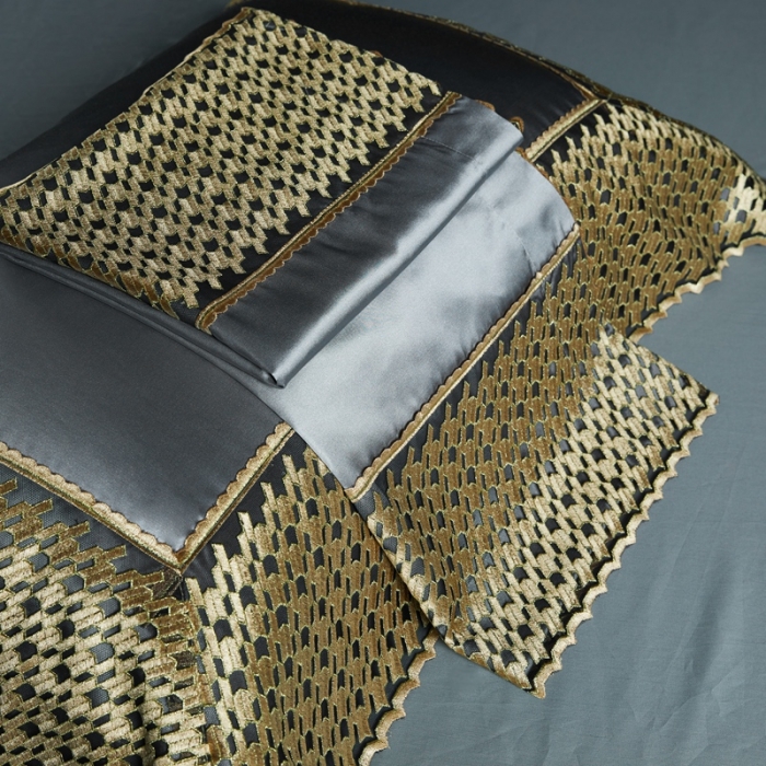 91家纺网 家纺一手货源 找家纺 缔缦家纺 2022新款重磅真丝棉系列四件套-幻影 时尚灰