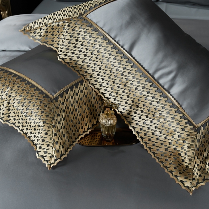 91家纺网 家纺一手货源 找家纺 缔缦家纺 2022新款重磅真丝棉系列四件套-幻影 时尚灰