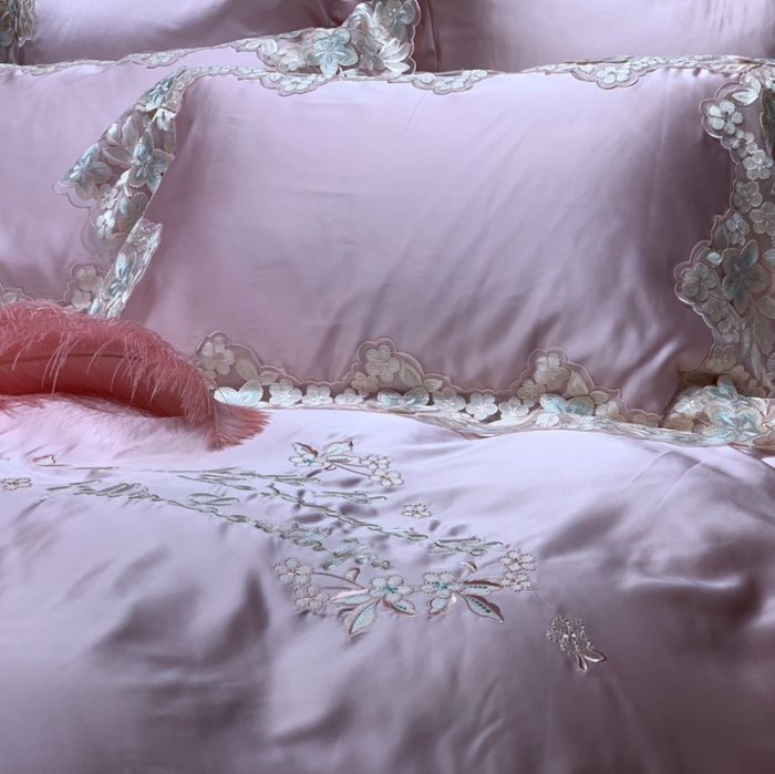 91家纺网 家纺一手货源 找家纺 （总）缔缦家纺2022新款重磅真丝棉系列四件套-绝代风华 粉