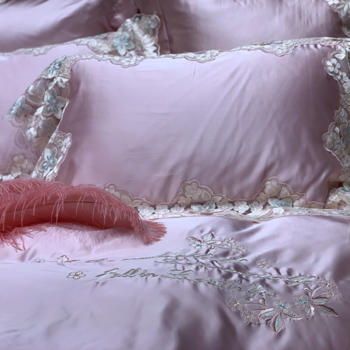 91家纺网 家纺一手货源 找家纺 （总）缔缦家纺2022新款重磅真丝棉系列四件套-绝代风华 粉