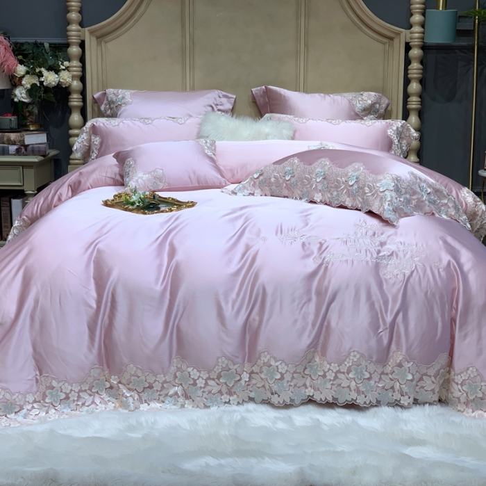 91家纺网 家纺一手货源 找家纺 （总）缔缦家纺2022新款重磅真丝棉系列四件套-绝代风华 粉