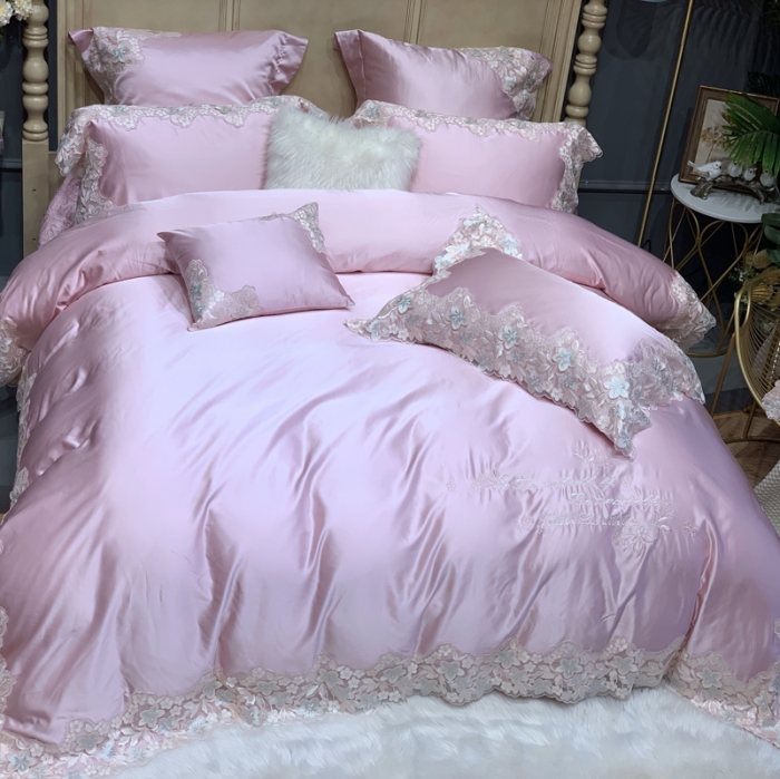 91家纺网 家纺一手货源 找家纺 （总）缔缦家纺2022新款重磅真丝棉系列四件套-绝代风华 粉