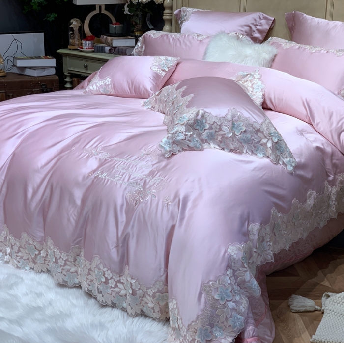 91家纺网 家纺一手货源 找家纺 （总）缔缦家纺2022新款重磅真丝棉系列四件套-绝代风华 粉