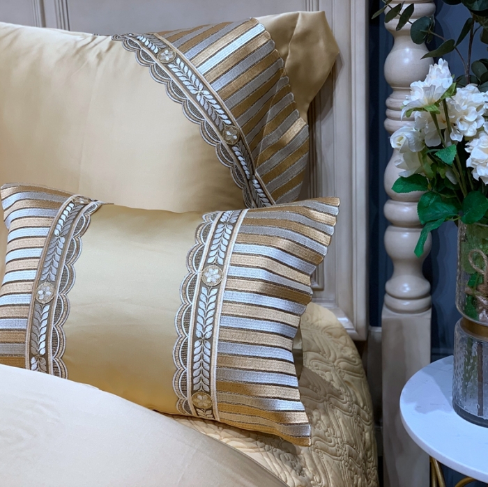 91家纺网 家纺一手货源 找家纺 缔缦家纺 2022新款重磅真丝棉系列四件套-罗马大道 金黄