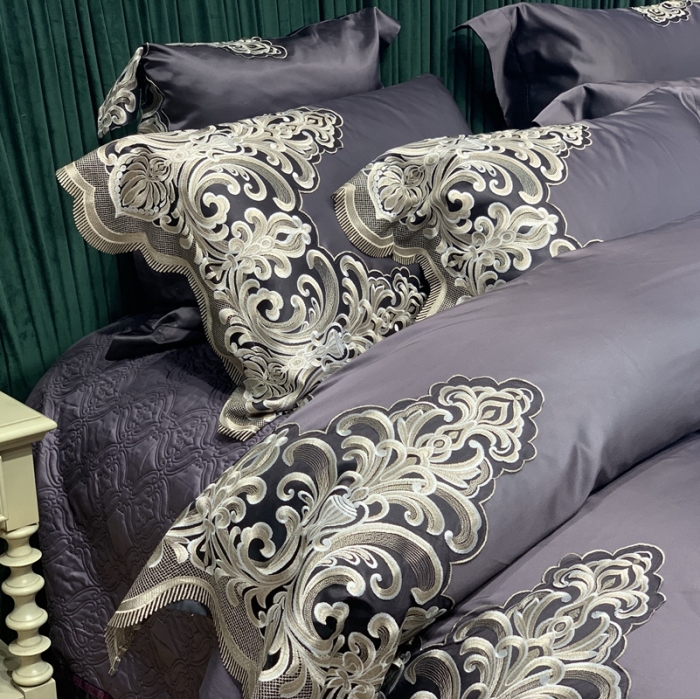 91家纺网 家纺一手货源 找家纺 缔缦家纺 2022新款重磅真丝棉系列四件套-曼谷王朝 茶紫