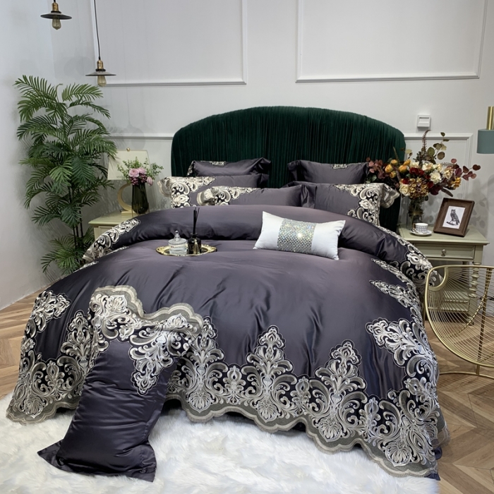 91家纺网 家纺一手货源 找家纺 缔缦家纺 2022新款重磅真丝棉系列四件套-曼谷王朝 茶紫