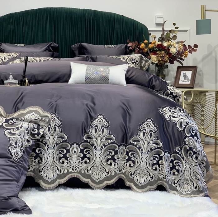 91家纺网 家纺一手货源 找家纺 缔缦家纺 2022新款重磅真丝棉系列四件套-曼谷王朝 茶紫