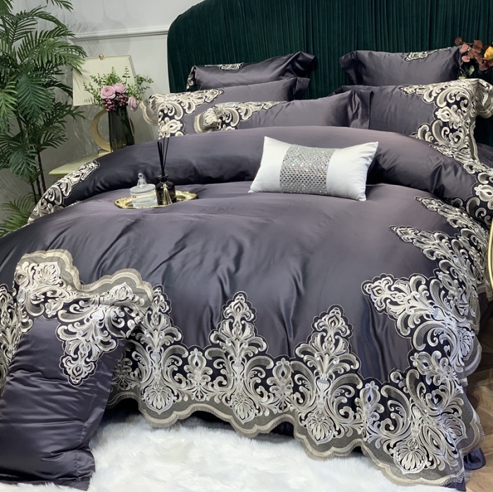 91家纺网 家纺一手货源 找家纺 缔缦家纺 2022新款重磅真丝棉系列四件套-曼谷王朝 茶紫