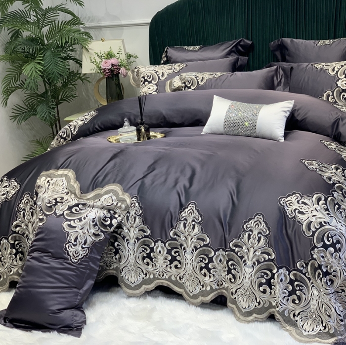 91家纺网 家纺一手货源 找家纺 缔缦家纺 2022新款重磅真丝棉系列四件套-曼谷王朝 茶紫