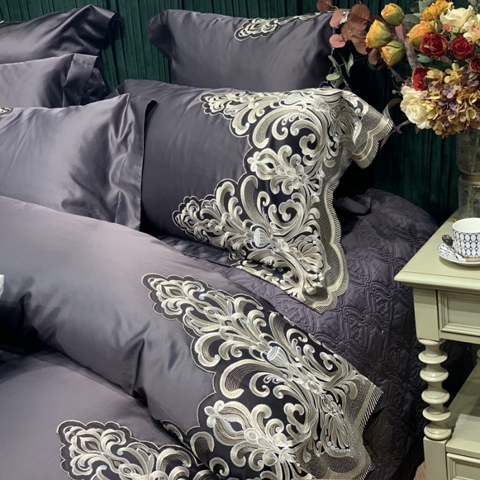 91家纺网 家纺一手货源 找家纺 缔缦家纺 2022新款重磅真丝棉系列四件套-曼谷王朝 茶紫