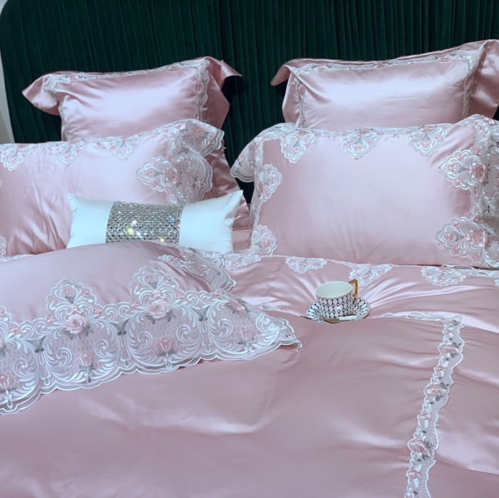 91家纺网 家纺一手货源 找家纺 缔缦家纺 2022新款重磅真丝棉系列四件套-蒙娜丽莎 粉