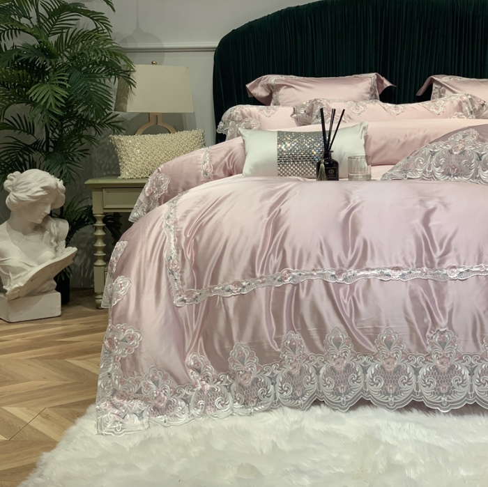 91家纺网 家纺一手货源 找家纺 缔缦家纺 2022新款重磅真丝棉系列四件套-蒙娜丽莎 粉