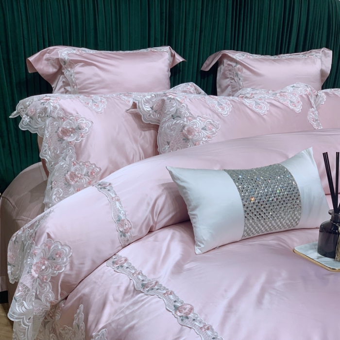 91家纺网 家纺一手货源 找家纺 缔缦家纺 2022新款重磅真丝棉系列四件套-蒙娜丽莎 粉