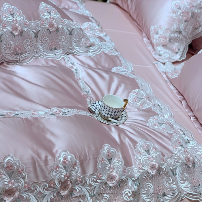 91家纺网 家纺一手货源 找家纺 缔缦家纺 2022新款重磅真丝棉系列四件套-蒙娜丽莎 粉