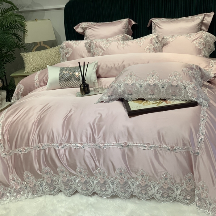 91家纺网 家纺一手货源 找家纺 缔缦家纺 2022新款重磅真丝棉系列四件套-蒙娜丽莎 粉