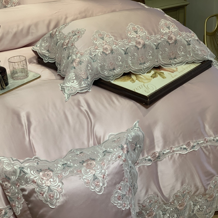 91家纺网 家纺一手货源 找家纺 缔缦家纺 2022新款重磅真丝棉系列四件套-蒙娜丽莎 粉