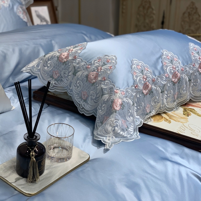 91家纺网 家纺一手货源 找家纺 缔缦家纺 2022新款重磅真丝棉系列四件套-蒙娜丽莎 蓝