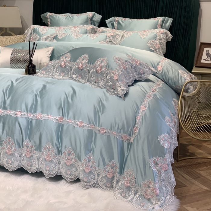 91家纺网 家纺一手货源 找家纺 缔缦家纺 2022新款重磅真丝棉系列四件套-蒙娜丽莎 绿