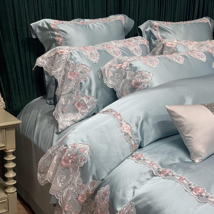 91家纺网 家纺一手货源 找家纺 缔缦家纺 2022新款重磅真丝棉系列四件套-蒙娜丽莎 绿