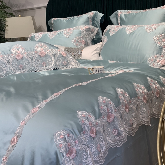 91家纺网 家纺一手货源 找家纺 缔缦家纺 2022新款重磅真丝棉系列四件套-蒙娜丽莎 绿