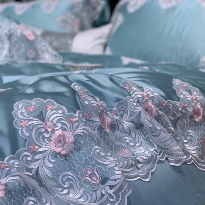 91家纺网 家纺一手货源 找家纺 缔缦家纺 2022新款重磅真丝棉系列四件套-蒙娜丽莎 绿