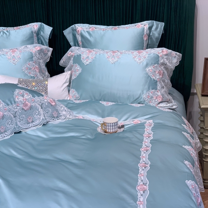 91家纺网 家纺一手货源 找家纺 缔缦家纺 2022新款重磅真丝棉系列四件套-蒙娜丽莎 绿