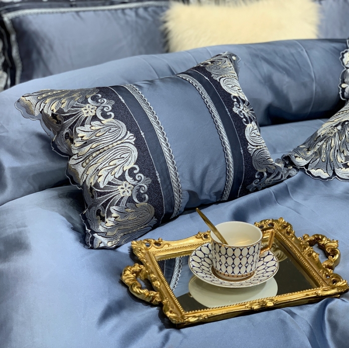 91家纺网 家纺一手货源 找家纺 缔缦家纺 2022新款重磅真丝棉系列四件套-圣保罗 湖蓝