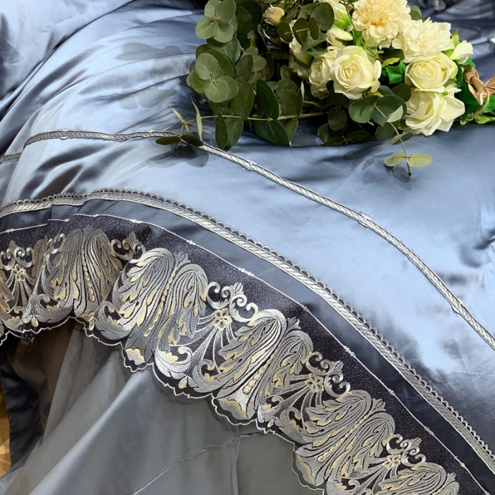 91家纺网 家纺一手货源 找家纺 缔缦家纺 2022新款重磅真丝棉系列四件套-圣保罗 湖蓝