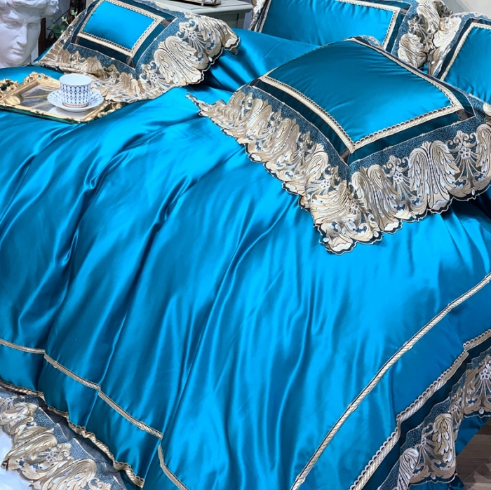 91家纺网 家纺一手货源 找家纺 缔缦家纺 2022新款重磅真丝棉系列四件套-圣保罗 玛瑙绿