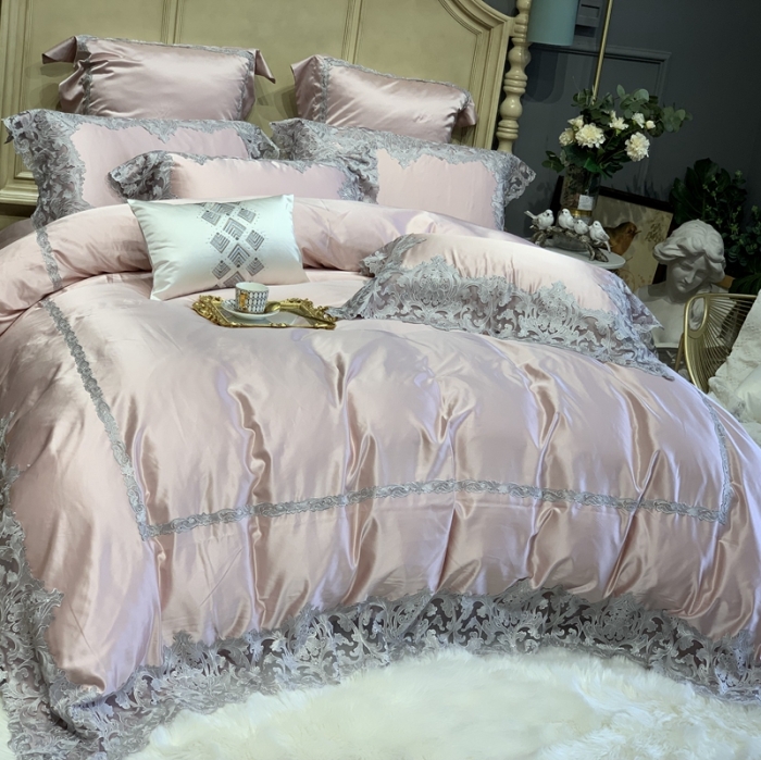 91家纺网 家纺一手货源 找家纺 缔缦家纺 2022新款重磅真丝棉系列四件套-赛琳娜 藕粉