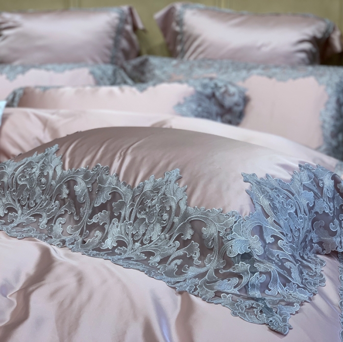 91家纺网 家纺一手货源 找家纺 缔缦家纺 2022新款重磅真丝棉系列四件套-赛琳娜 藕粉