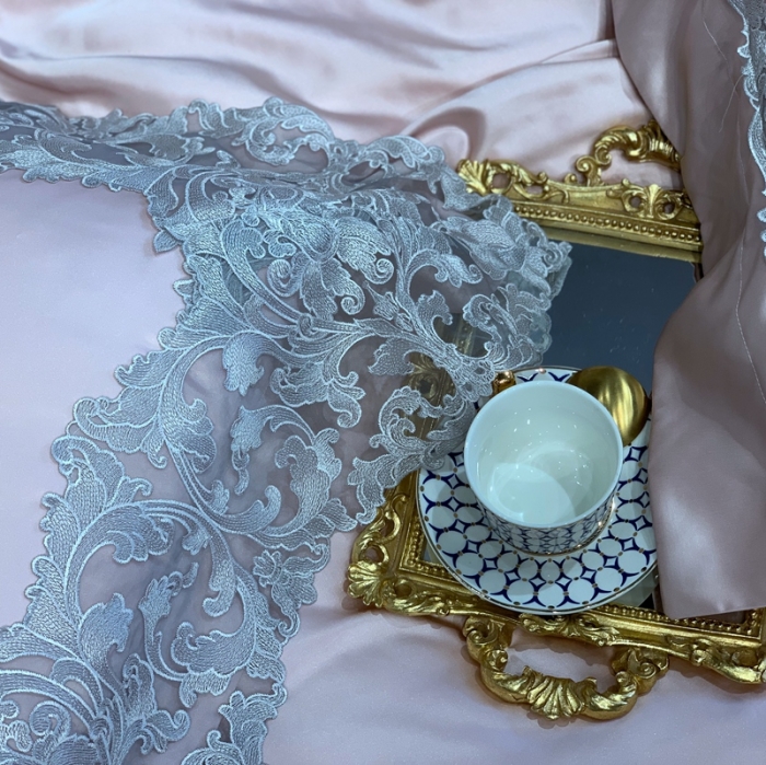 91家纺网 家纺一手货源 找家纺 缔缦家纺 2022新款重磅真丝棉系列四件套-赛琳娜 藕粉