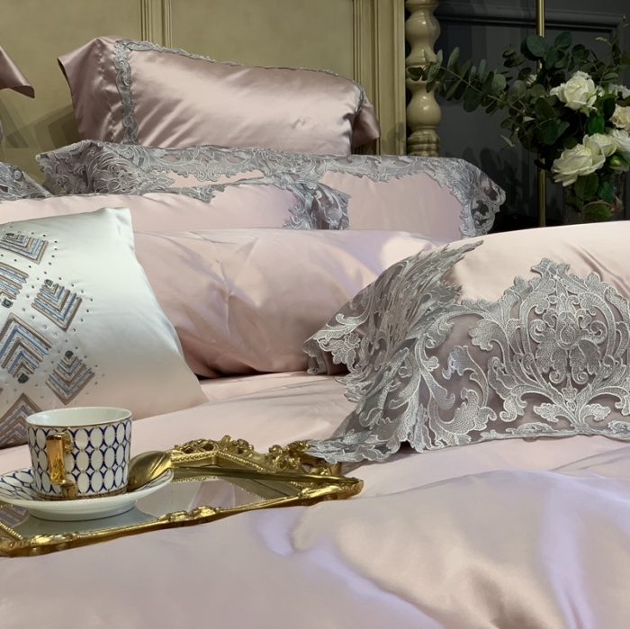 91家纺网 家纺一手货源 找家纺 缔缦家纺 2022新款重磅真丝棉系列四件套-赛琳娜 藕粉