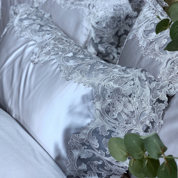 91家纺网 家纺一手货源 找家纺 缔缦家纺 2022新款重磅真丝棉系列四件套-赛琳娜 浅灰