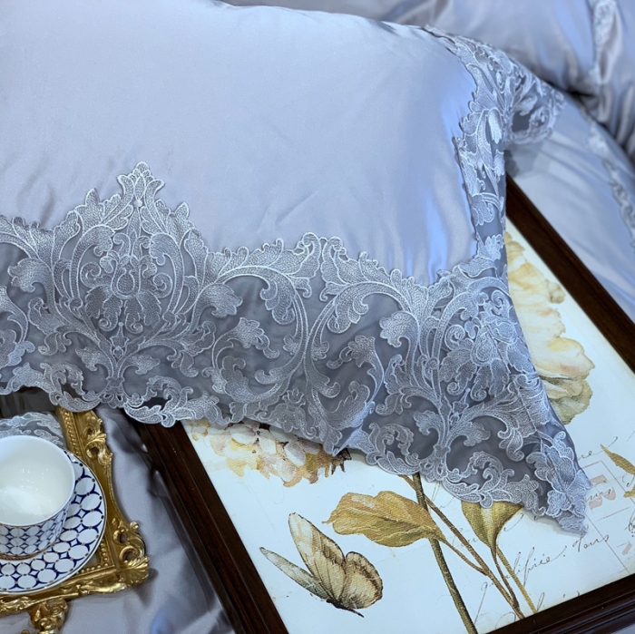 91家纺网 家纺一手货源 找家纺 缔缦家纺 2022新款重磅真丝棉系列四件套-赛琳娜 浅灰