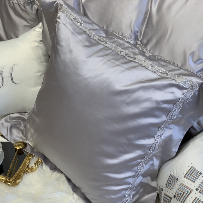 91家纺网 家纺一手货源 找家纺 缔缦家纺 2022新款重磅真丝棉系列四件套-赛琳娜 浅灰