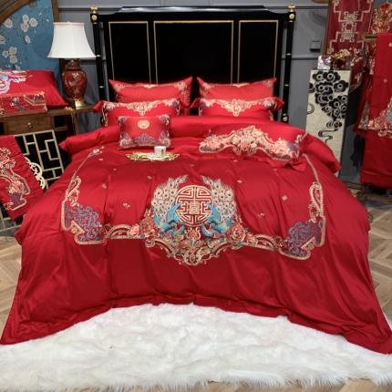 91家纺网 家纺一手货源 找家纺 缔缦 2022新款60s长绒棉婚庆四件套 比翼双飞