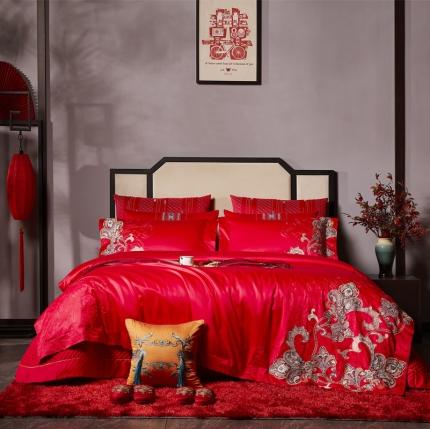 91家纺网 家纺一手货源 找家纺 (总）缔缦 2022新款60s长绒棉婚庆四件套