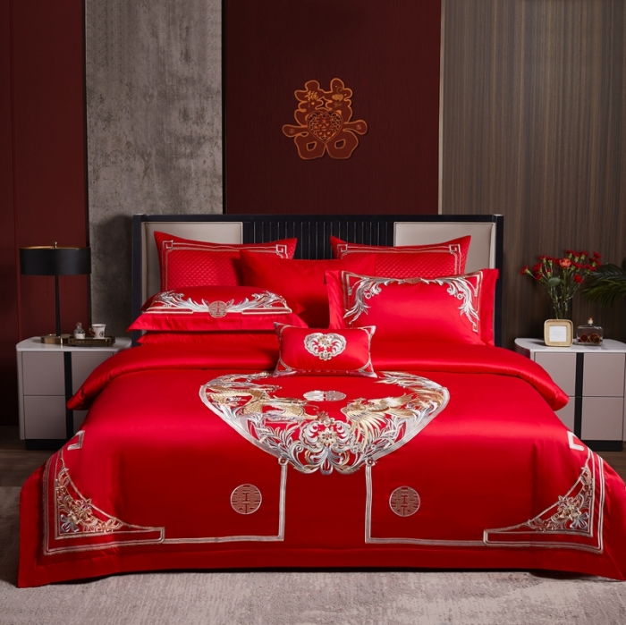 91家纺网 家纺一手货源 找家纺 (总）缔缦 2022新款60s长绒棉婚庆四件套