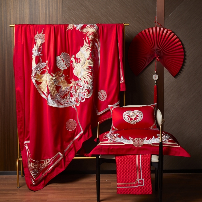 91家纺网 家纺一手货源 找家纺 (总）缔缦 2022新款60s长绒棉婚庆四件套