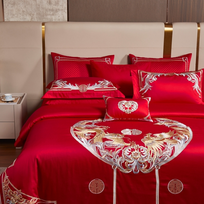 91家纺网 家纺一手货源 找家纺 (总）缔缦 2022新款60s长绒棉婚庆四件套