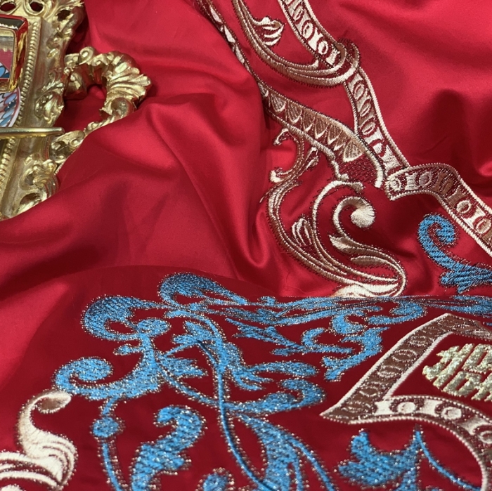 91家纺网 家纺一手货源 找家纺 缔缦 2022新款60s长绒棉婚庆四件套 比翼双飞