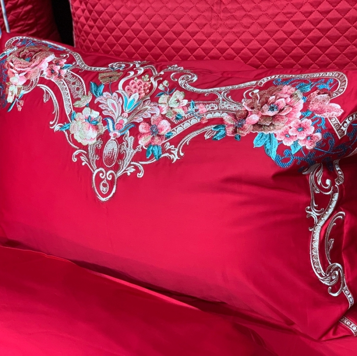 91家纺网 家纺一手货源 找家纺 缔缦 2022新款60s长绒棉婚庆四件套 比翼双飞