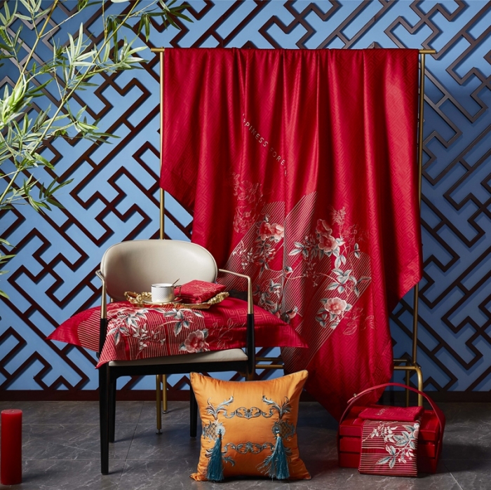 91家纺网 家纺一手货源 找家纺 缔缦 2022新款60s长绒棉婚庆四件套 曼妙