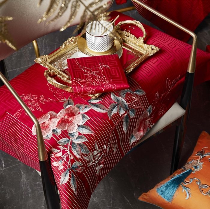 91家纺网 家纺一手货源 找家纺 缔缦 2022新款60s长绒棉婚庆四件套 曼妙