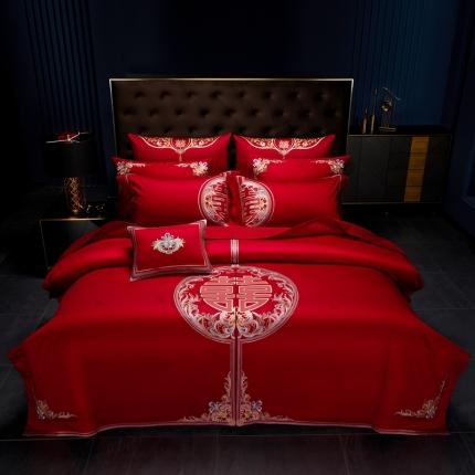 91家纺网 家纺一手货源 找家纺 (总）缔缦 2022新款全棉婚庆系列四件套多件套