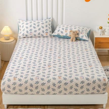 91家纺网 家纺一手货源 找家纺 名兮 2022新款纯棉印花床笠 花花熊